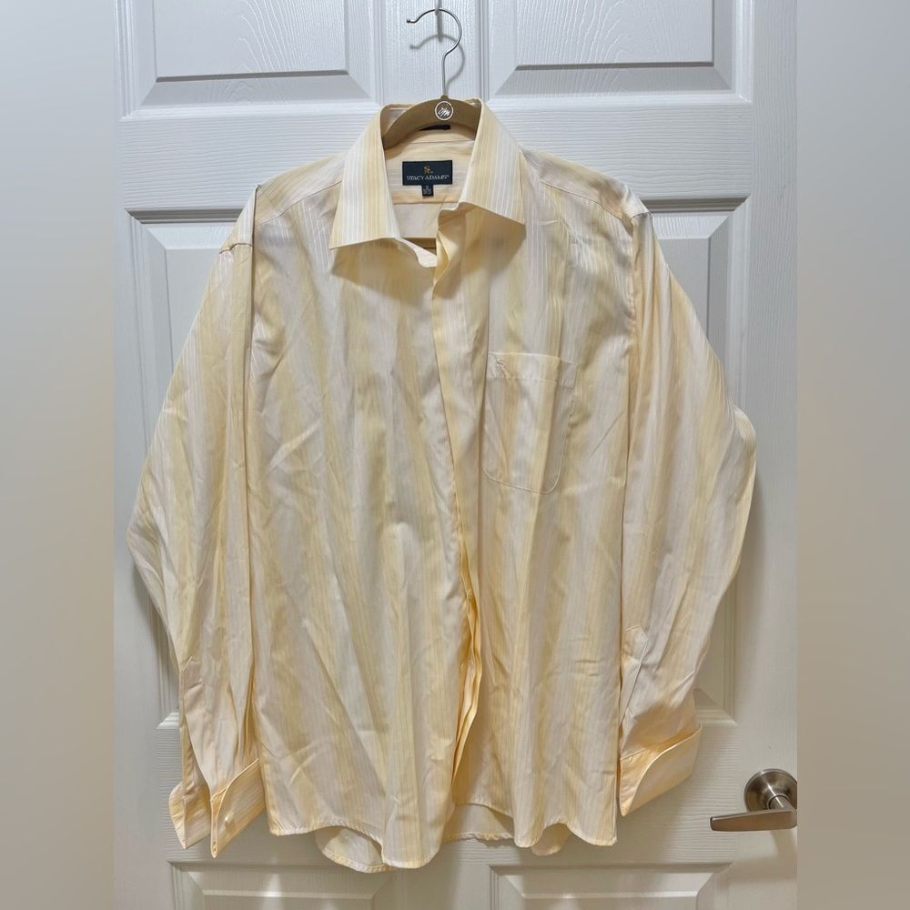 Stacy Adams Mens Button Long Sleeve Shirt Size 16 34-35 Yellow